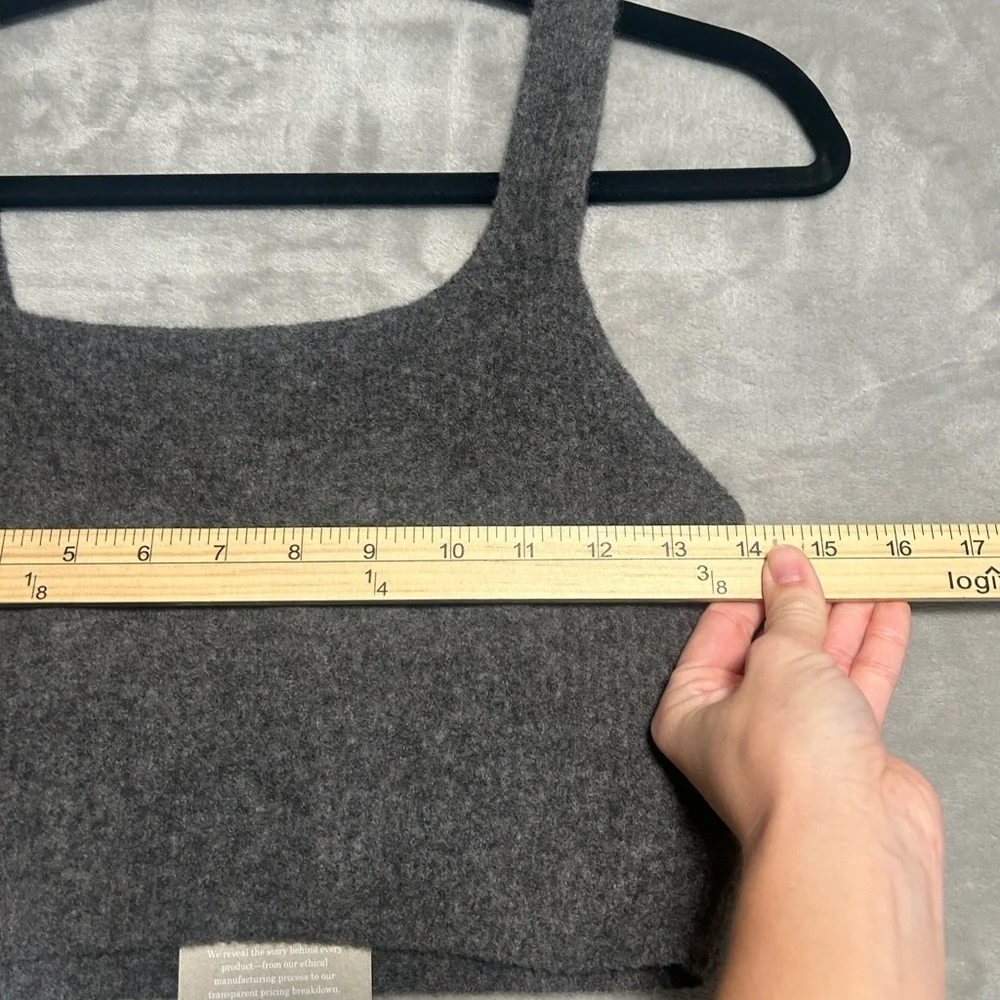 Everlane Cozy Stretch Crop Tank Top Women’s Large Charcoal Gray Wool Yak